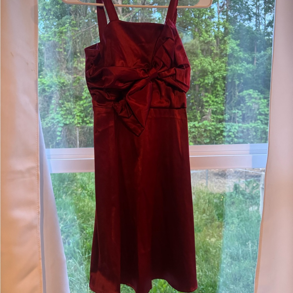 Honey and Rosie Red Square Neck Sleeveless Midi Dress